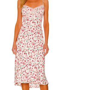Steve Madden Cream Slip Maxi Dress with Pink Floral Print